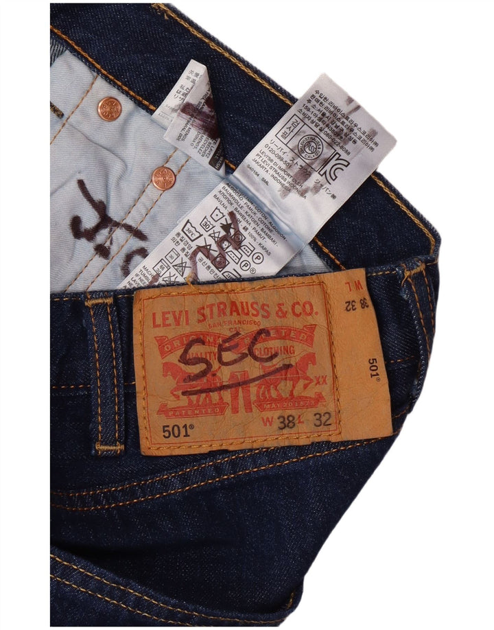 LEVI'S Masculino 501 Straight Jeans W38 L27 Azul Algodão