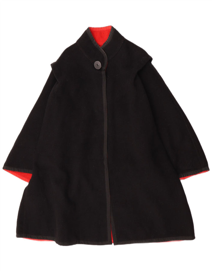 Sobretudo reversível feminino vintage UK 14 bloco colorido preto médio