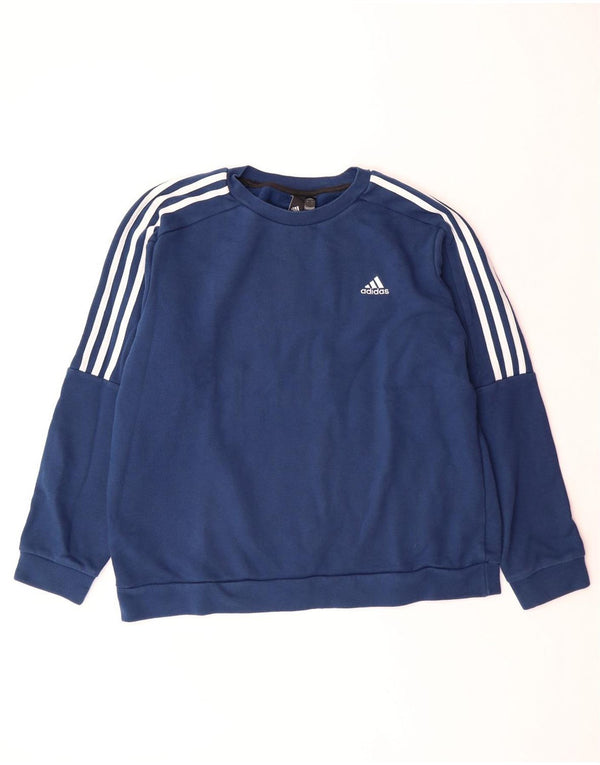 ADIDAS Mens Moletom Jumper Grande Algodão Azul Marinho