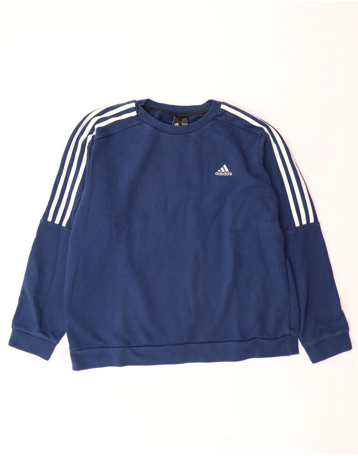 ADIDAS Mens Moletom Jumper Grande Algodão Azul Marinho