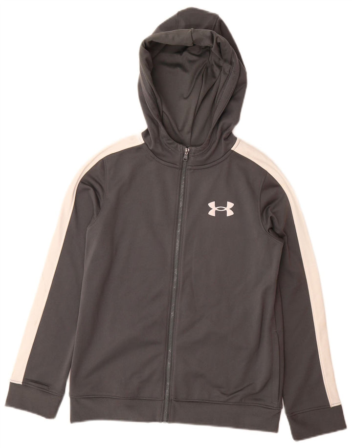 Suéter com capuz e zíper UNDER ARMOUR para meninos 9-10 anos cinza médio bloco colorido