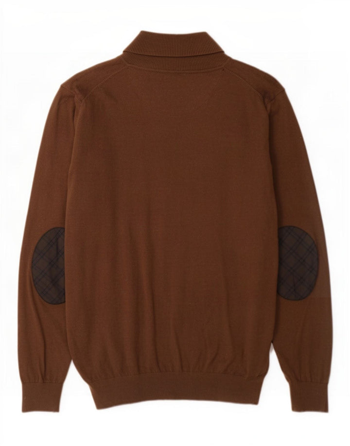 Suéter masculino Massimo Dutti com gola xale XL algodão marrom