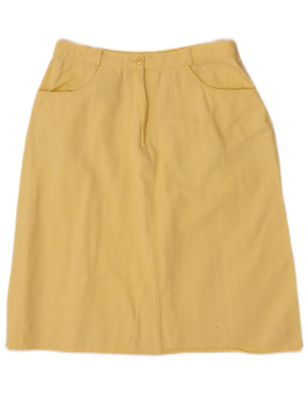 Saia feminina Caesar de cintura alta em linha A IT 46 grande W26 algodão amarelo