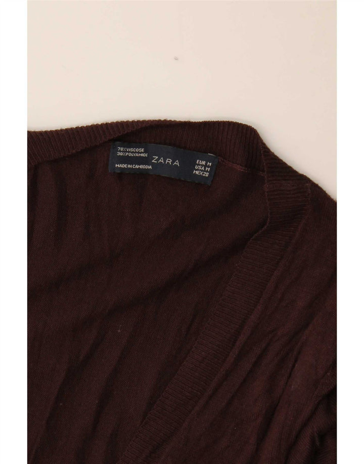 Suéter cardigã feminino Zara Reino Unido 12 viscose marrom médio