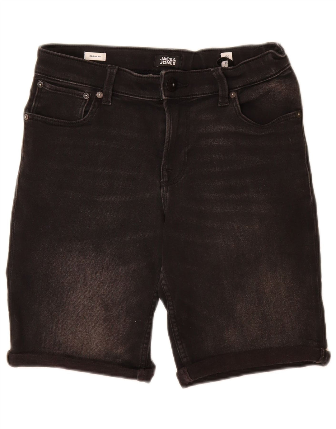 Shorts jeans regulares para meninos JACK & JONES 13-14 anos W26 algodão preto