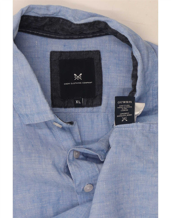Crew Clothing Mens Camisa Pulôver de Manga Curta XL Linho Azul