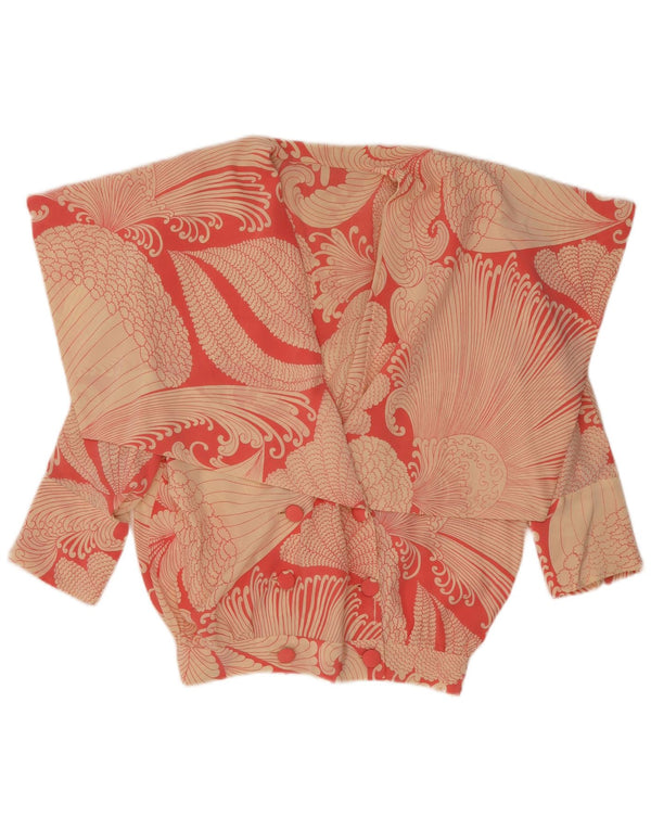 Blusa feminina vintage manga 3/4 Reino Unido 16 grande vermelho Paisley