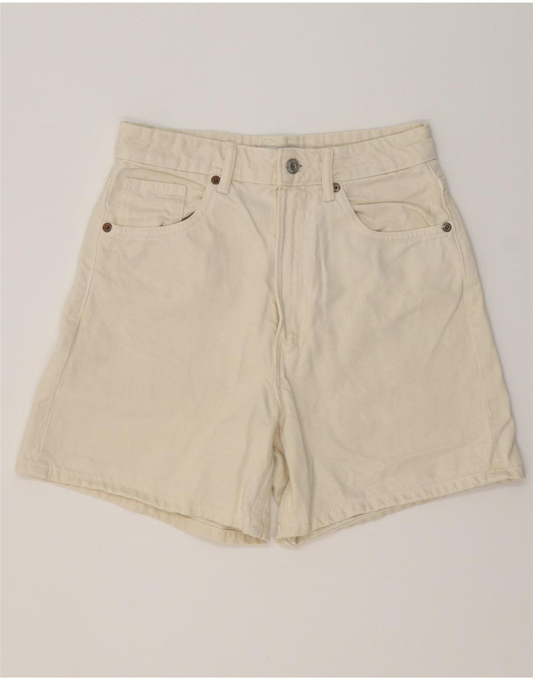 Shorts jeans feminino Zara UE 38 pequeno W28 algodão branco