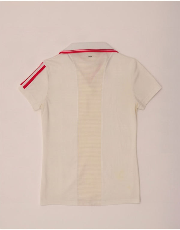 Camisa polo feminina Adidas UK 14 médio branco colorblock poliéster