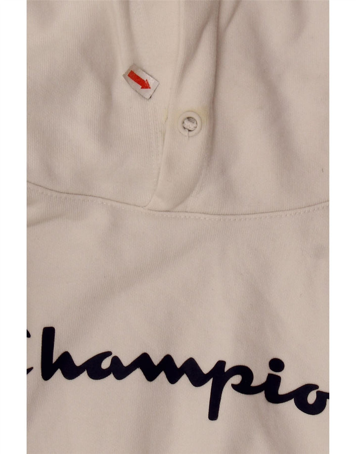 CHAMPION Suéter feminino com capuz e manga curta com estampa gráfica UK 10 pequeno branco