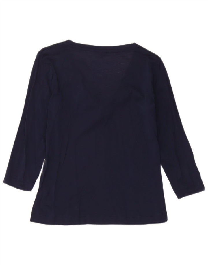 Blusa feminina Massimo Dutti manga 3/4 Reino Unido 12 médio azul marinho