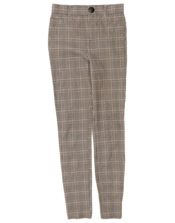 Calça feminina casual skinny Zara XS W24 L28 cinza xadrez viscose