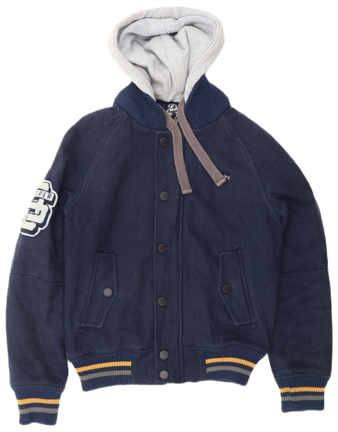 Jaqueta masculina SUPERDRY Graphic Varsity UK 38 médio azul marinho colorblock