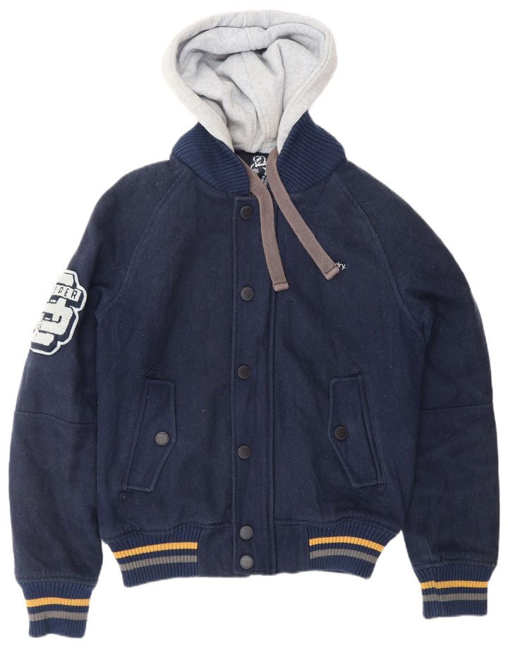 Jaqueta masculina SUPERDRY Graphic Varsity UK 38 médio azul marinho colorblock