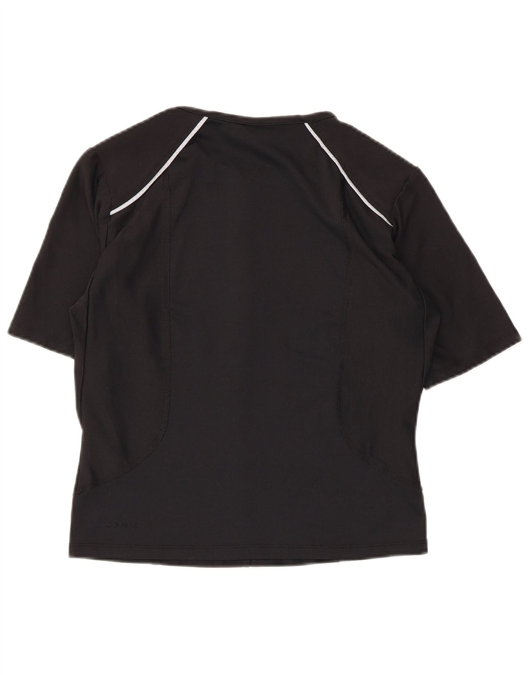 Camiseta feminina NIKE Dri Fit com decote em zíper UK 14/16 grande poliéster preto