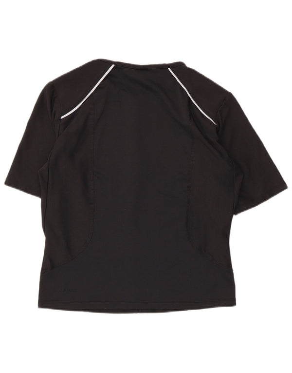 Camiseta feminina NIKE Dri Fit com decote em zíper UK 14/16 grande poliéster preto