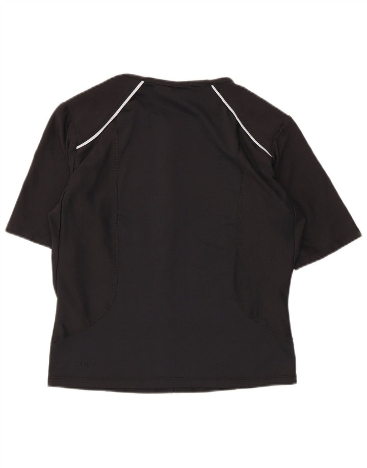 Camiseta feminina NIKE Dri Fit com decote em zíper UK 14/16 grande poliéster preto