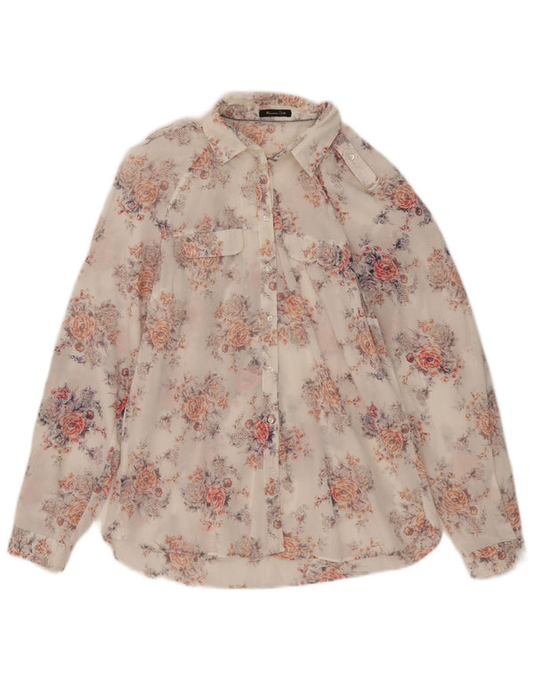 Camisa militar feminina Massimo Dutti EU 44 XL branco floral