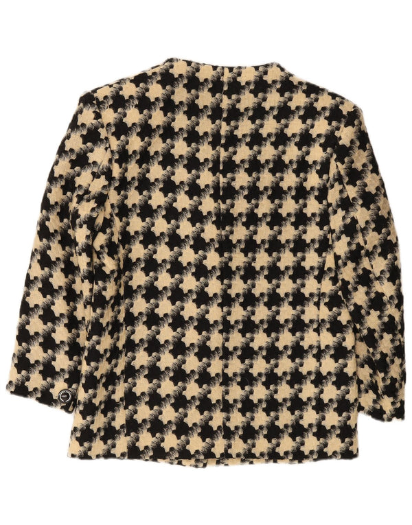 Jaqueta blazer feminina vintage com 1 botão Reino Unido 16 grande preto Houndstooth