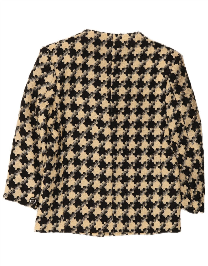 Jaqueta blazer feminina vintage com 1 botão Reino Unido 16 grande preto Houndstooth