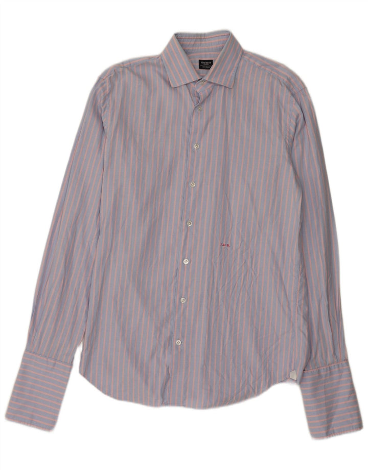 Camisa formal masculina Hackett listrada azul médio