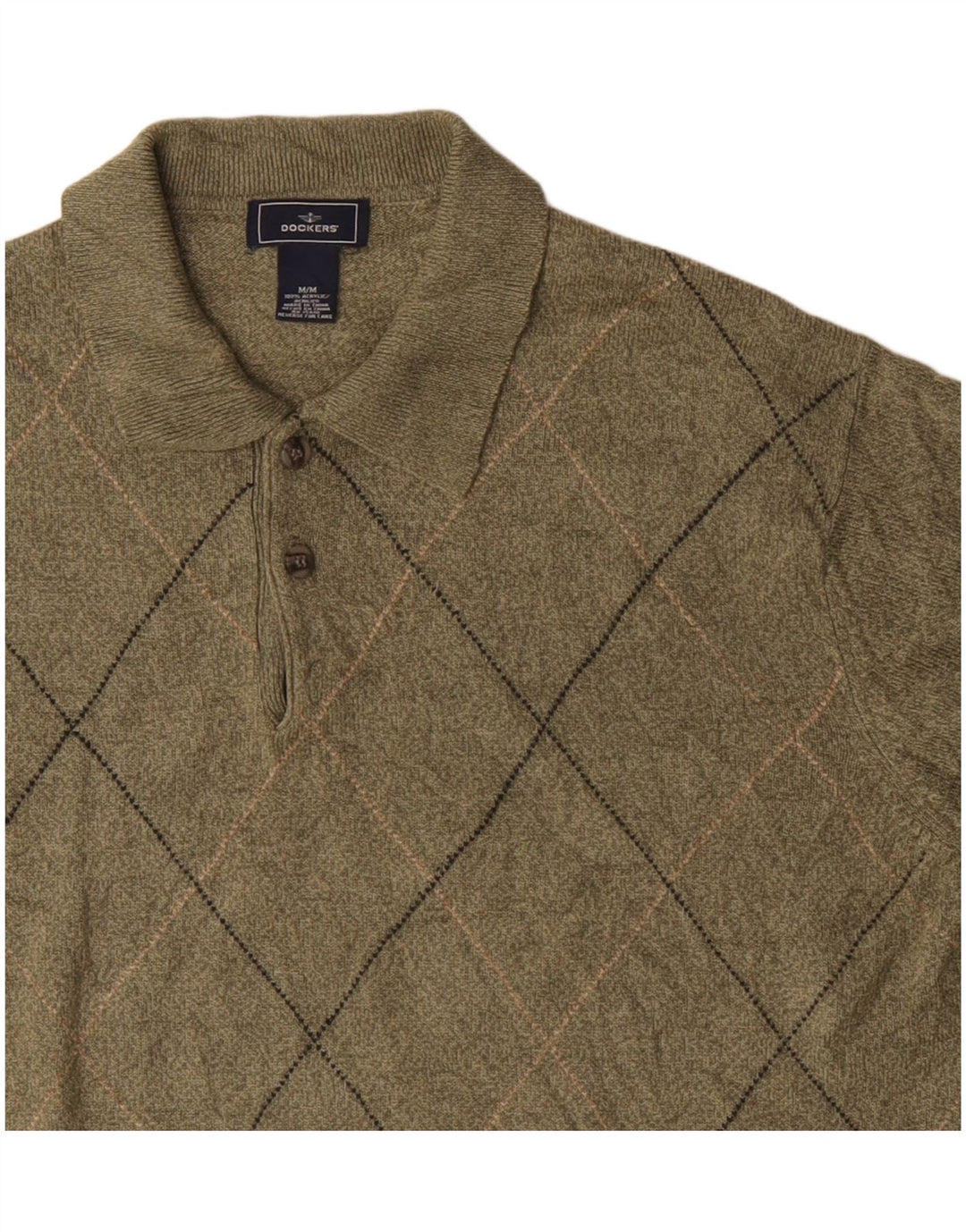 Suéter masculino Dockers com gola polo, médio caqui argyle/acrílico diamante