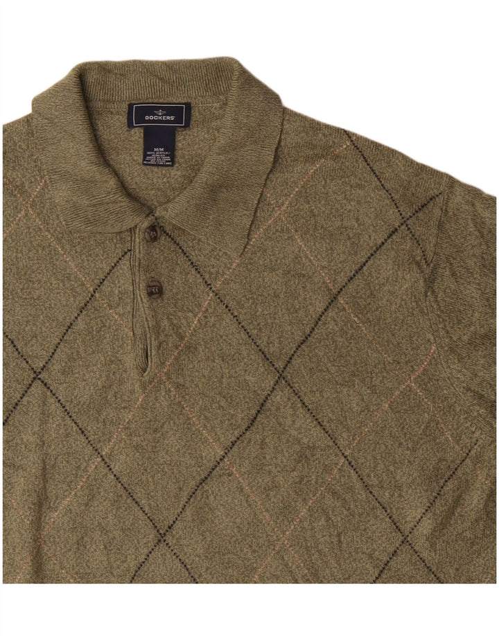 Suéter masculino Dockers com gola polo, médio caqui argyle/acrílico diamante