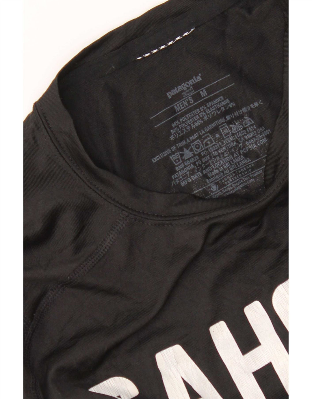 Camiseta masculina Patagonia North Carolina Graphic Top médio preto poliéster