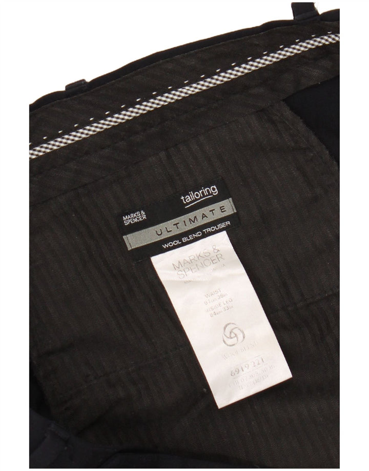 Calça masculina Marks & Spencer Pegged Suit W36 L33 azul marinho poliéster