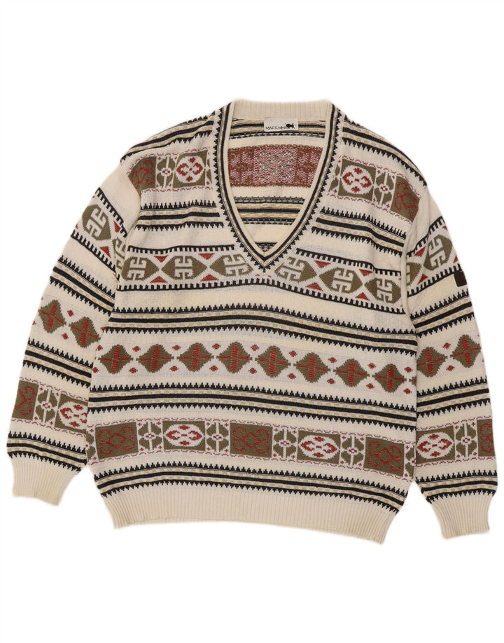 Suéter masculino Maremma com decote em V IT 52 grande multicolorido Fair Isle