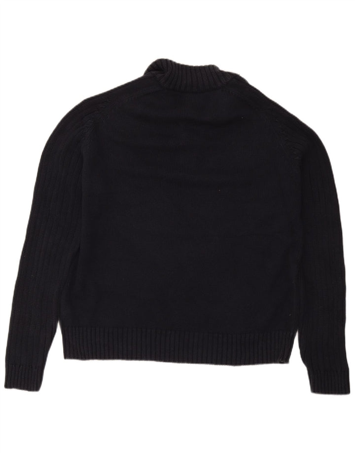 Suéter masculino Marks & Spencer Blue Harbor com botão e gola grande marinho
