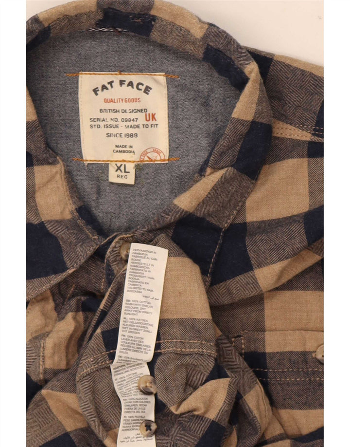 Camisa masculina de flanela Fat Face XL bege algodão guingão