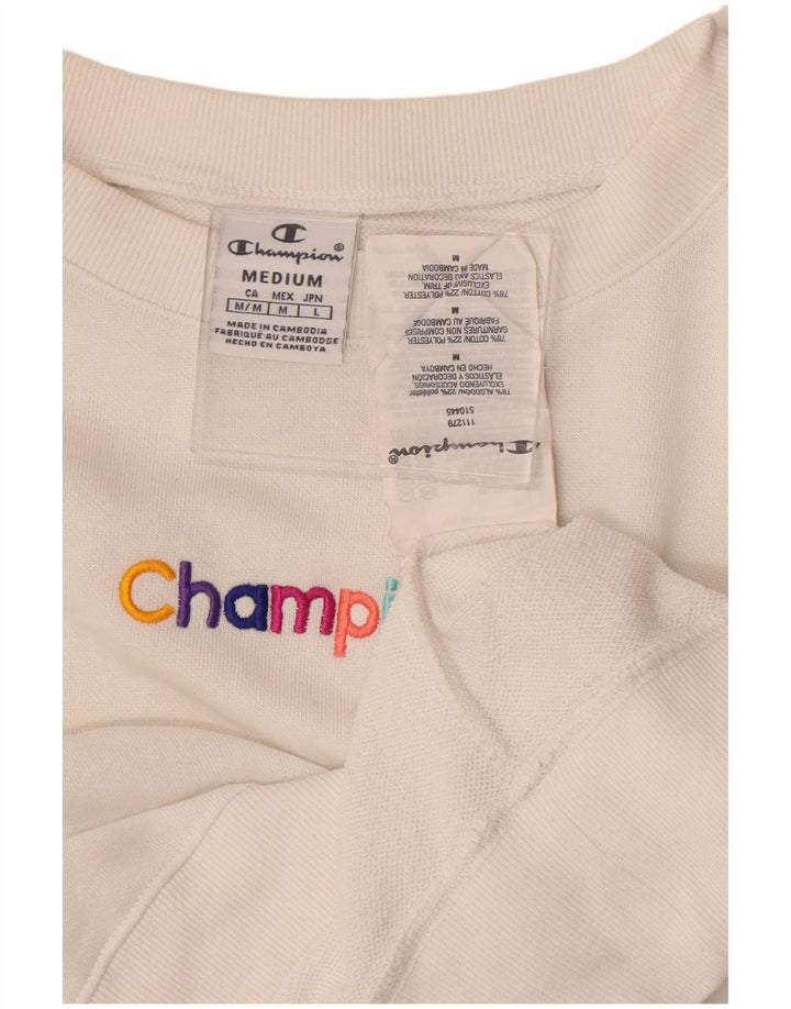 Champion feminino crop moletom jumper UK 14 médio off white algodão