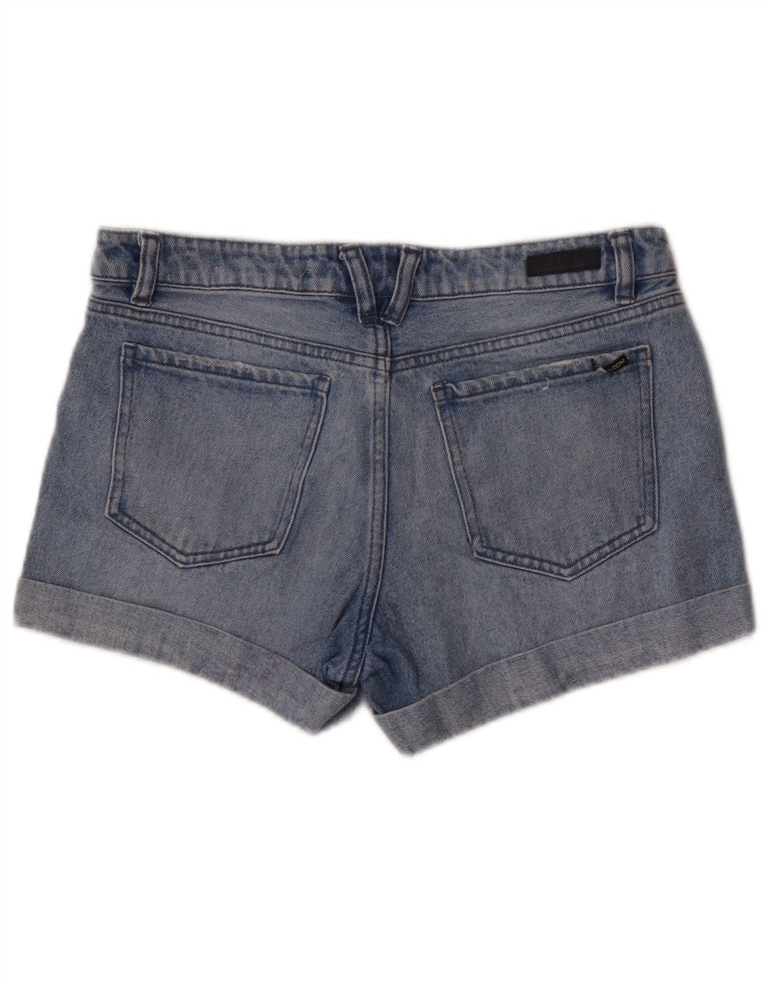 Shorts jeans feminino Boyfriend Fit da Volcom W28 algodão azul médio
