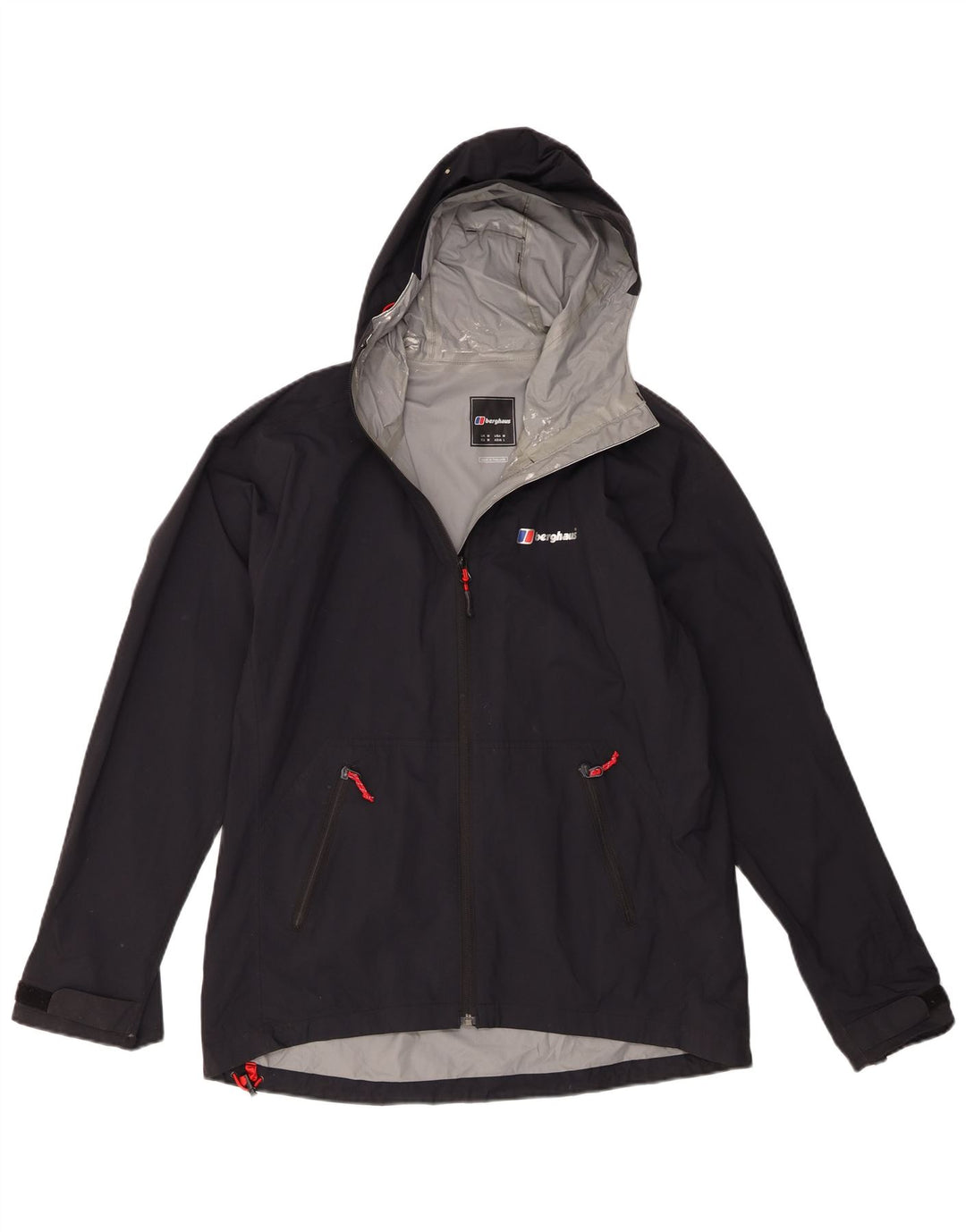 Jaqueta corta-vento masculina Berghaus com capuz UK 38 poliamida preta média