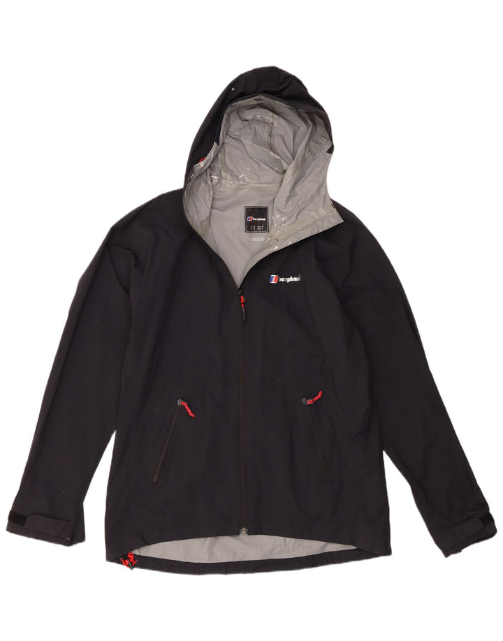Jaqueta corta-vento masculina Berghaus com capuz UK 38 poliamida preta média
