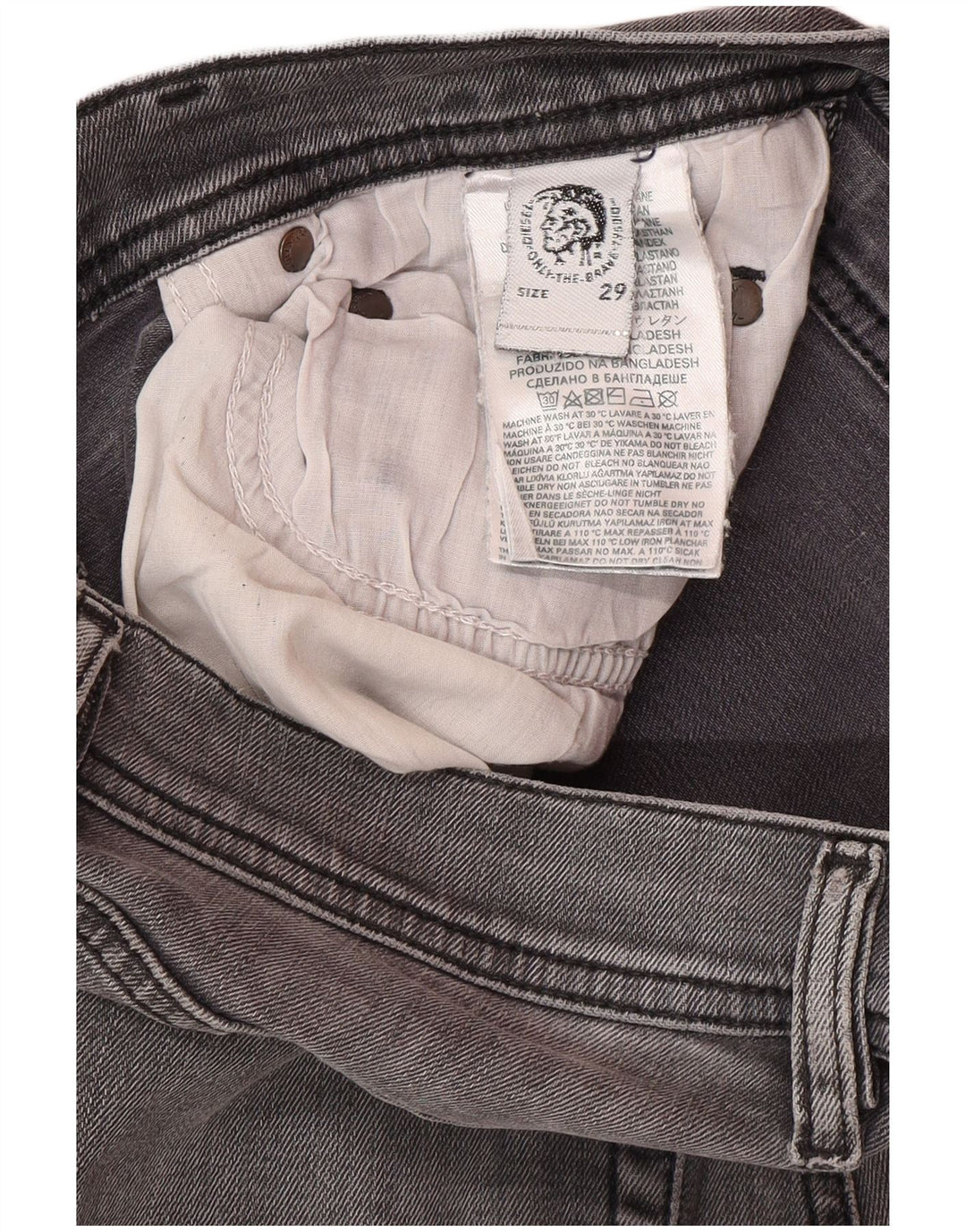 Jeans skinny masculino DIESEL W29 L30 algodão cinza