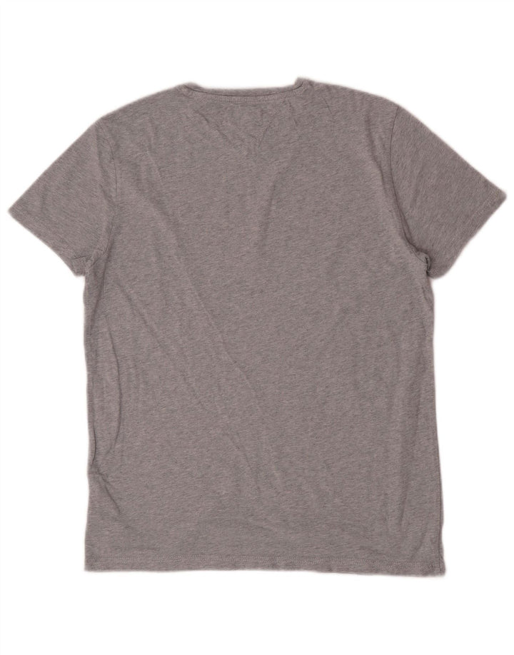 Tommy Hilfiger Camiseta masculina gráfica Top algodão manchado cinza médio