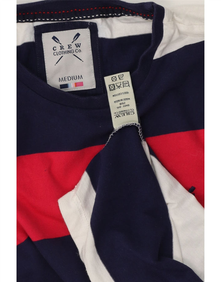 Camiseta masculina Crew Clothing Top médio algodão listrado multicolorido
