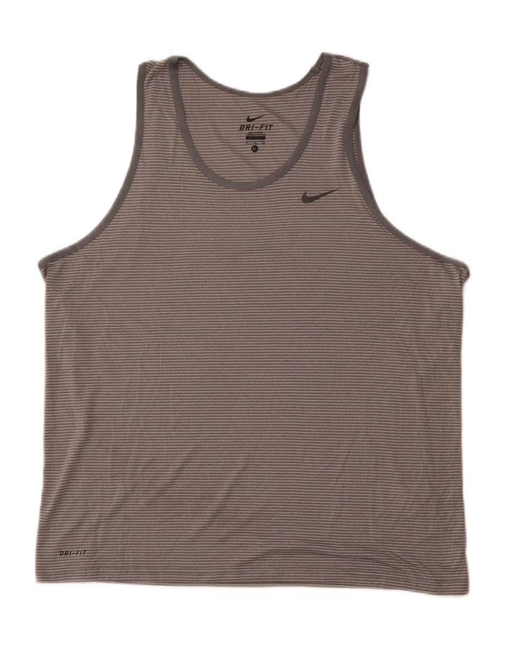 NIKE Masculino Colete Top XL Cinza Listrado Poliéster