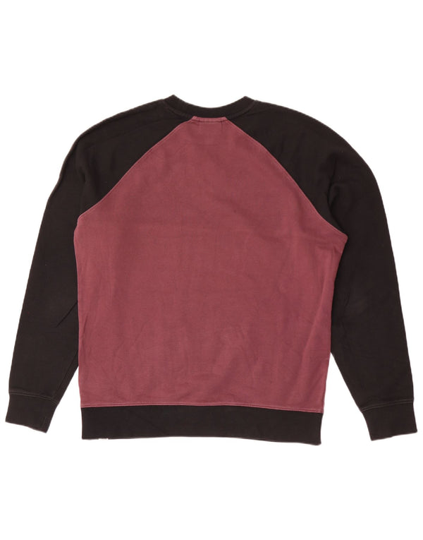 Vans Mens Moletom Jumper Pequeno Borgonha Colourblock Algodão