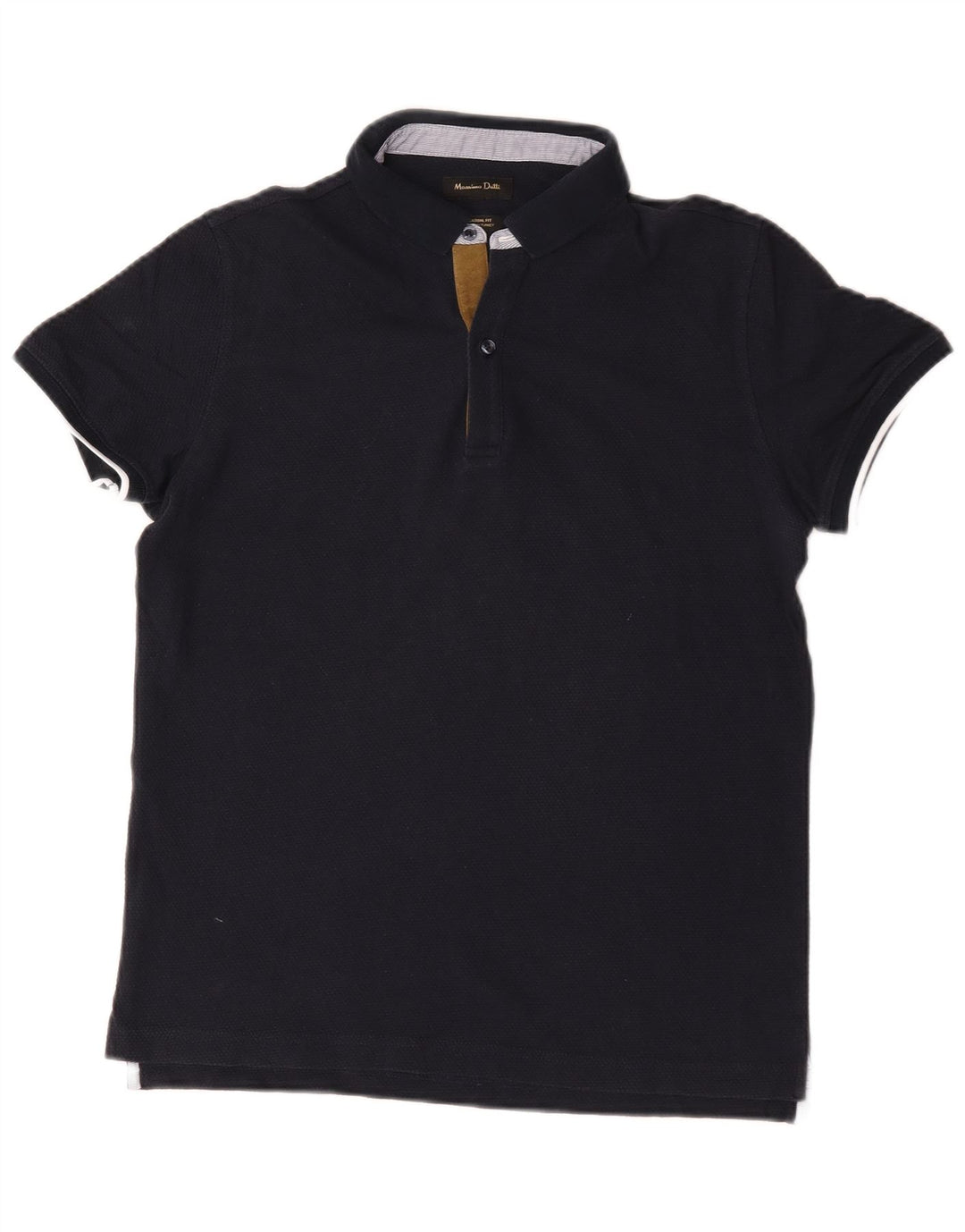 Camisa polo masculina Massimo Dutti casual fit médio algodão azul marinho