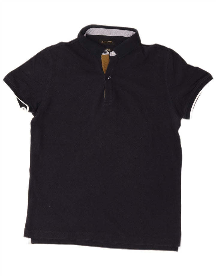 Camisa polo masculina Massimo Dutti casual fit médio algodão azul marinho