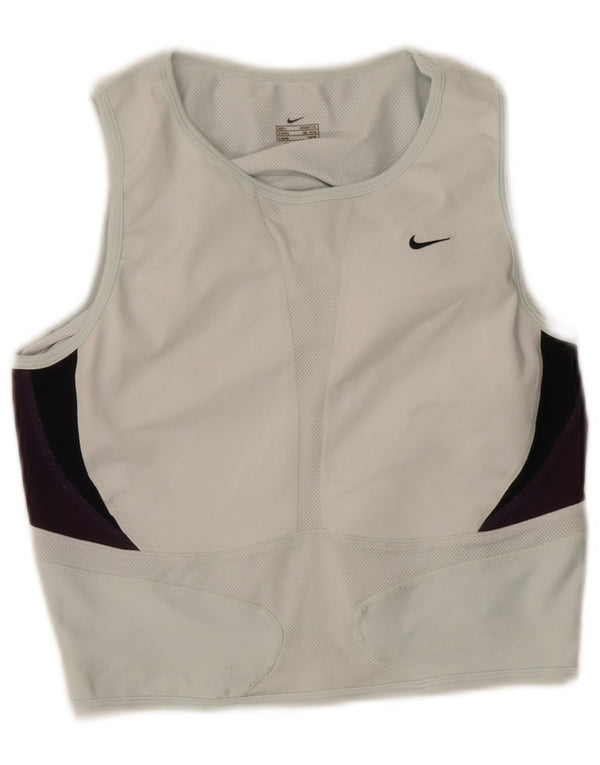Nike Womens Crop Vest Top UK 14/16 Grande Azul Colorblock Poliéster