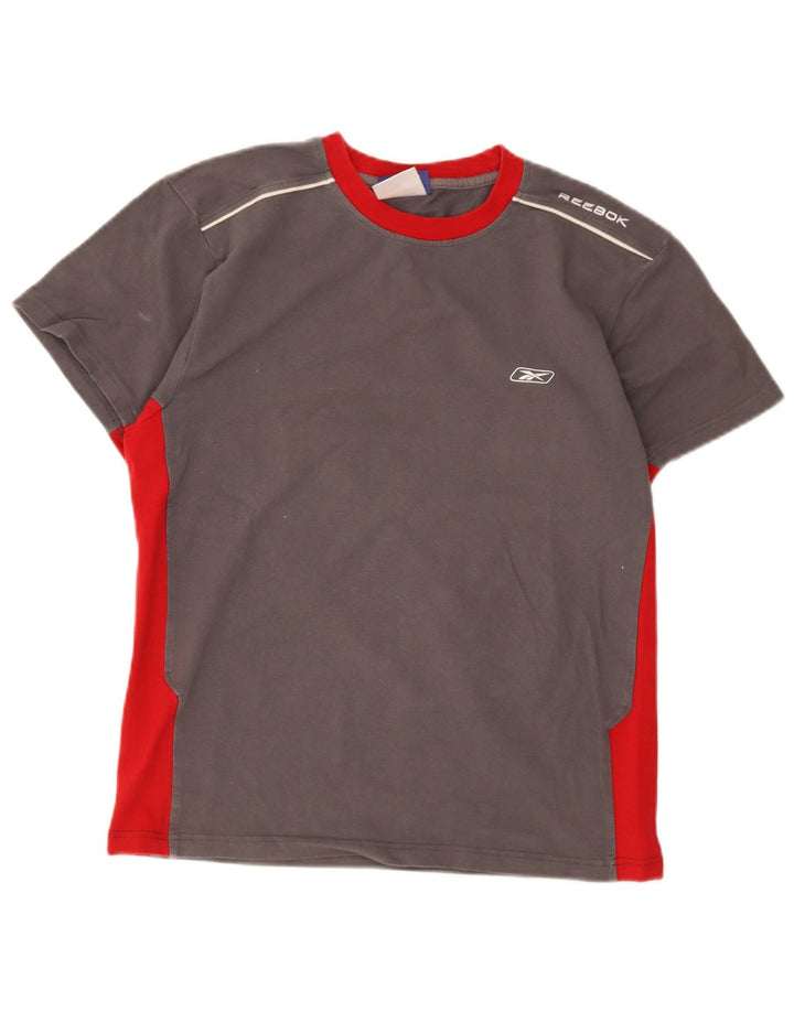 Camiseta masculina Reebok grande algodão colorblock cinza