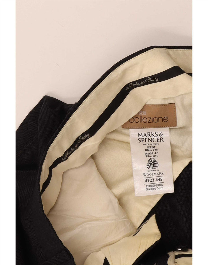 Calça masculina Marks & Spencer com pegged suit W34 L31 lã cinza