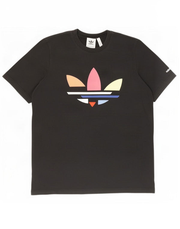 Adidas Mens Graphic T-Shirt Top Grande Algodão Preto