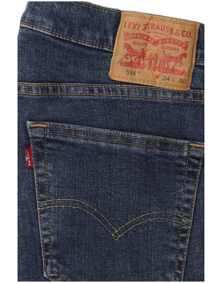 Calça jeans masculina Levi's 514 recortada W34 L24 azul marinho algodão