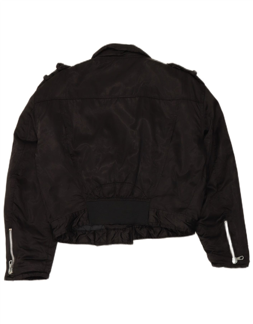 Jaqueta feminina grande para motociclista WAMPUM Reino Unido 10 pequena preta de nylon