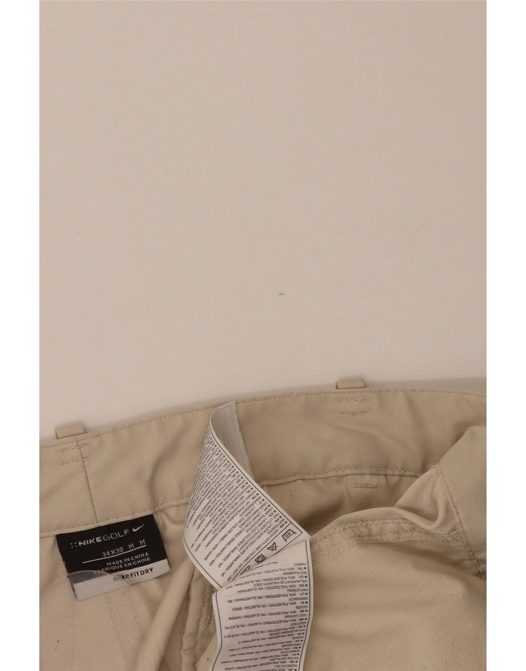 Calças Chino Retas Masculinas NIKE W34 L30 Poliéster Bege